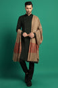 Pashtush India Mens Shawls Gents Shawl Pashtush Mens Extra Fine Wool Shawl, Paisley Design, Taupe