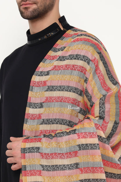 Pashtush India Mens Scarves Stoles and Mufflers Pashtush Mens Extra Fine Wool Stole, Ambi Palla Design, Beige