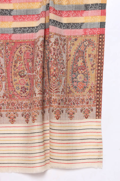 Pashtush India Mens Scarves Stoles and Mufflers Pashtush Mens Extra Fine Wool Stole, Ambi Palla Design, Beige