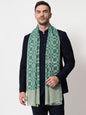 Pashtush India Mens Scarves Stoles and Mufflers Pashtush mens Extra Fine Wool stole, checkered design, Green
