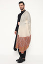 Pashtush India Mens Scarves Stoles and Mufflers Pashtush Mens Extra Fine Wool Stole, Ethnic Weave Design, Beige