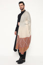 Pashtush India Mens Scarves Stoles and Mufflers Pashtush Mens Extra Fine Wool Stole, Ethnic Weave Design, Beige