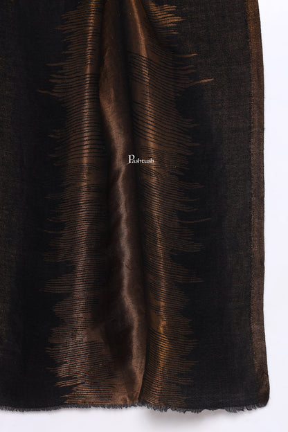 Pashtush India Mens Scarves Stoles and Mufflers Pashtush Mens Extra Fine Wool Stole, Ethnic Weave Design, Black