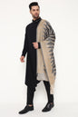 Pashtush India Mens Scarves Stoles and Mufflers Pashtush Mens Extra Fine Wool Stole, Ikkat Design, Beige