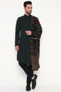 Pashtush India Mens Scarves Stoles and Mufflers Pashtush Mens Extra Fine Wool Stole, Ikkat With Zari Design, Black