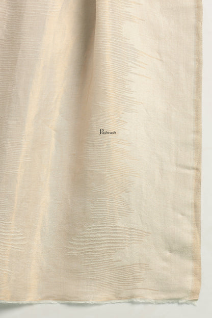 Pashtush India Mens Scarves Stoles and Mufflers Pashtush Mens Extra Fine Wool Stole, Paisley Design, Ivory