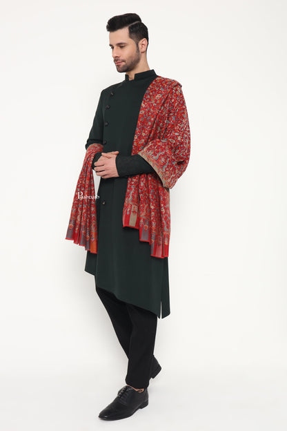 Pashtush India Mens Scarves Stoles and Mufflers Pashtush Mens Extra Fine Wool Stole, Paisley Design, Maroon