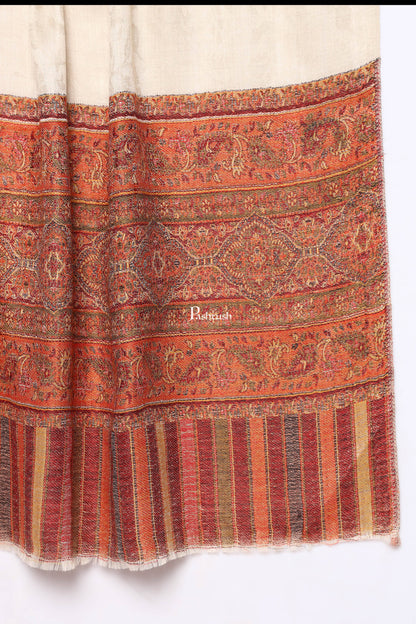 Pashtush India Mens Scarves Stoles and Mufflers Pashtush Mens Extra Fine Wool Stole, Paisley Palla Design, Beige