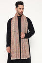 Pashtush India Mens Scarves Stoles and Mufflers Pashtush Mens Extra Fine Wool Stole, Paisley Weave Design, Beige