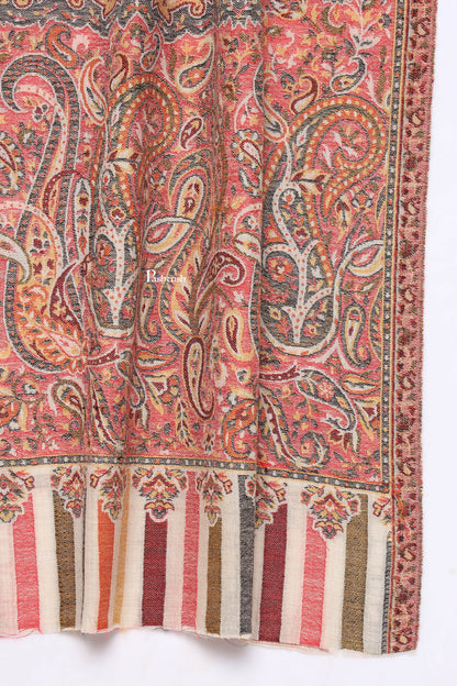 Pashtush India Mens Scarves Stoles and Mufflers Pashtush Mens Extra Fine Wool Stole, Paisley Weave Design, Beige