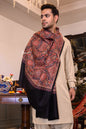Pashtush India Mens Shawls Gents Shawl Pashtush Mens Extra Fine Wool Stole, Papier Mache Design, Black