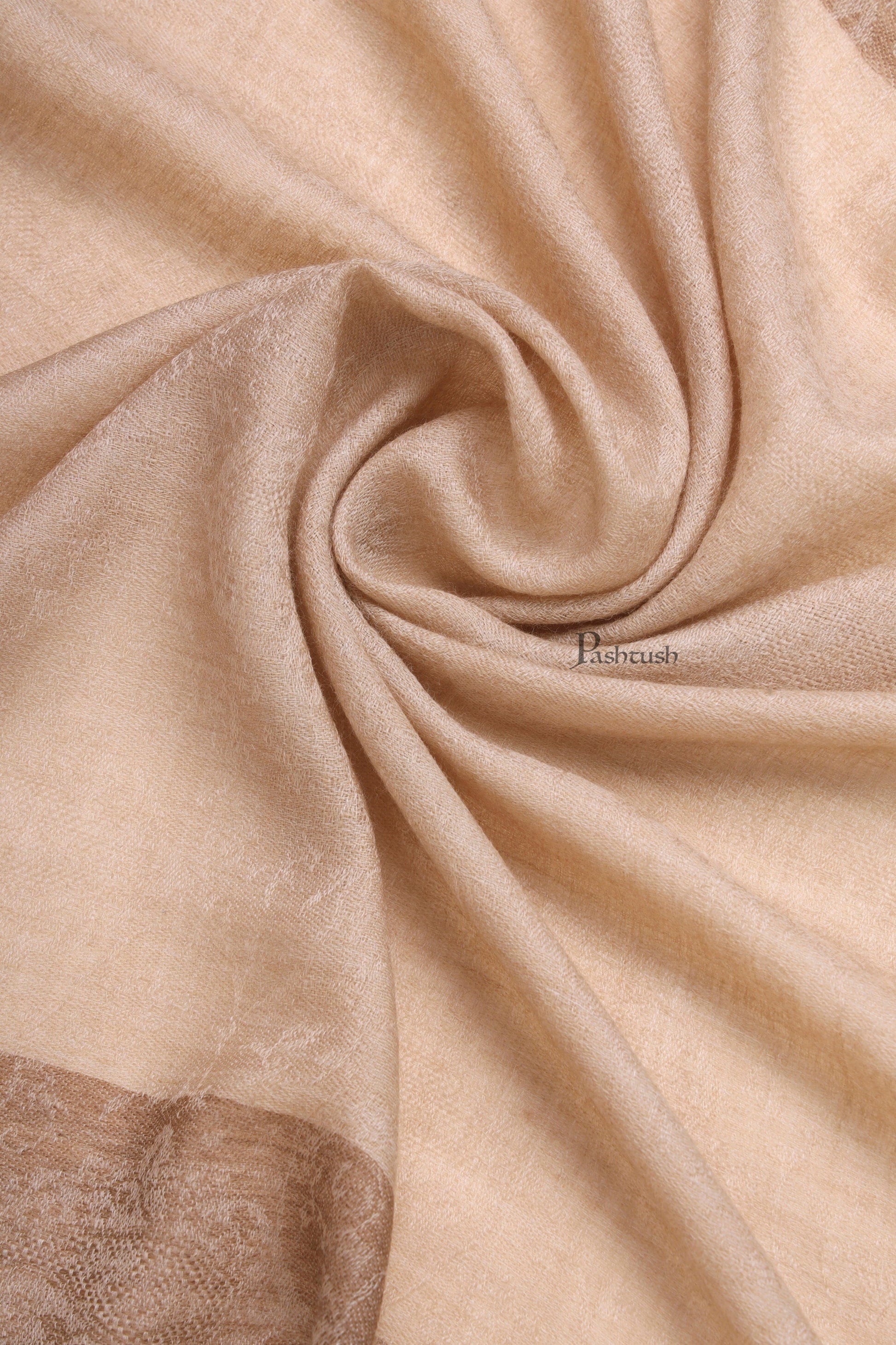 Pashtush India Mens Scarves Stoles and Mufflers Pashtush Mens Extra Fine Wool Stole, Self Jacquard Paisley Design, Beige