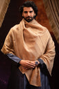 Pashtush India Mens Scarves Stoles and Mufflers Pashtush Mens Extra Fine Wool Stole, Twilight Design, Beige