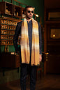 Pashtush India Mens Scarves Stoles and Mufflers Pashtush Mens Extra Fine Wool Stole, Twilight Multi Stripe Reversible Design, Mustard