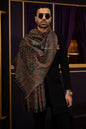 Pashtush India Mens Scarves Stoles and Mufflers Pashtush Mens Extra Fine Wool Stole, Woven Ethnic Weave  Design, Black
