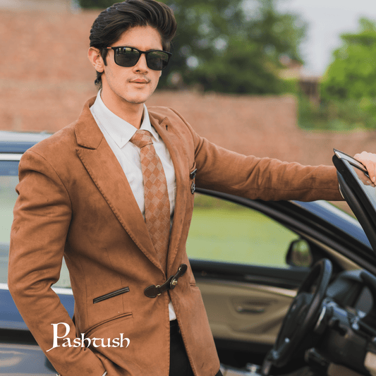 Pashtush India Tie Pashtush Mens Extra Fine Wool Tie, Premium Necktie for Gentlemen - coffee colour