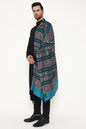 Pashtush India Mens Scarves Stoles and Mufflers Pashtush Mens Extra Soft Bamboo Stole, Aztec Design, Blue