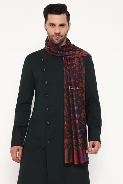 Pashtush India Mens Scarves Stoles and Mufflers Pashtush Mens Extra Soft Bamboo Stole, Paisley Weave Design, Blue