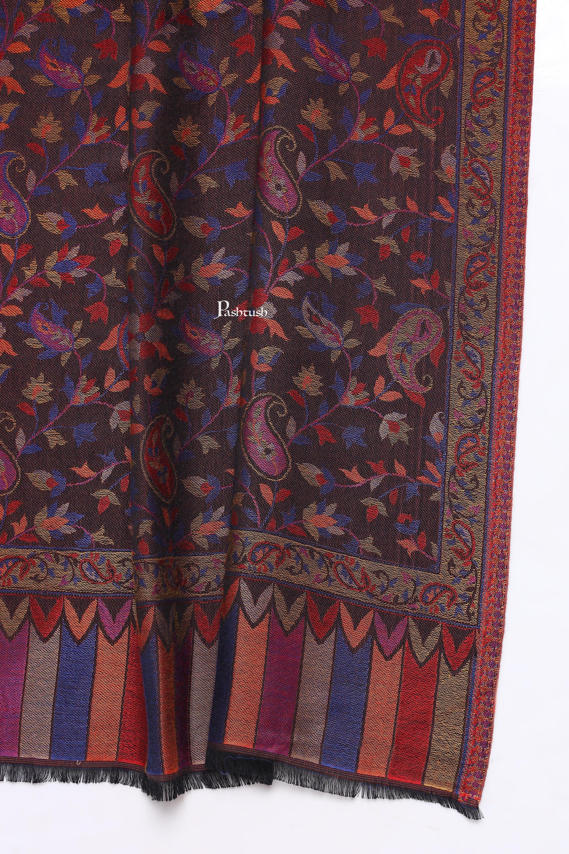 Pashtush India Mens Scarves Stoles and Mufflers Pashtush Mens Extra Soft Bamboo Stole, Paisley Weave Design, Blue