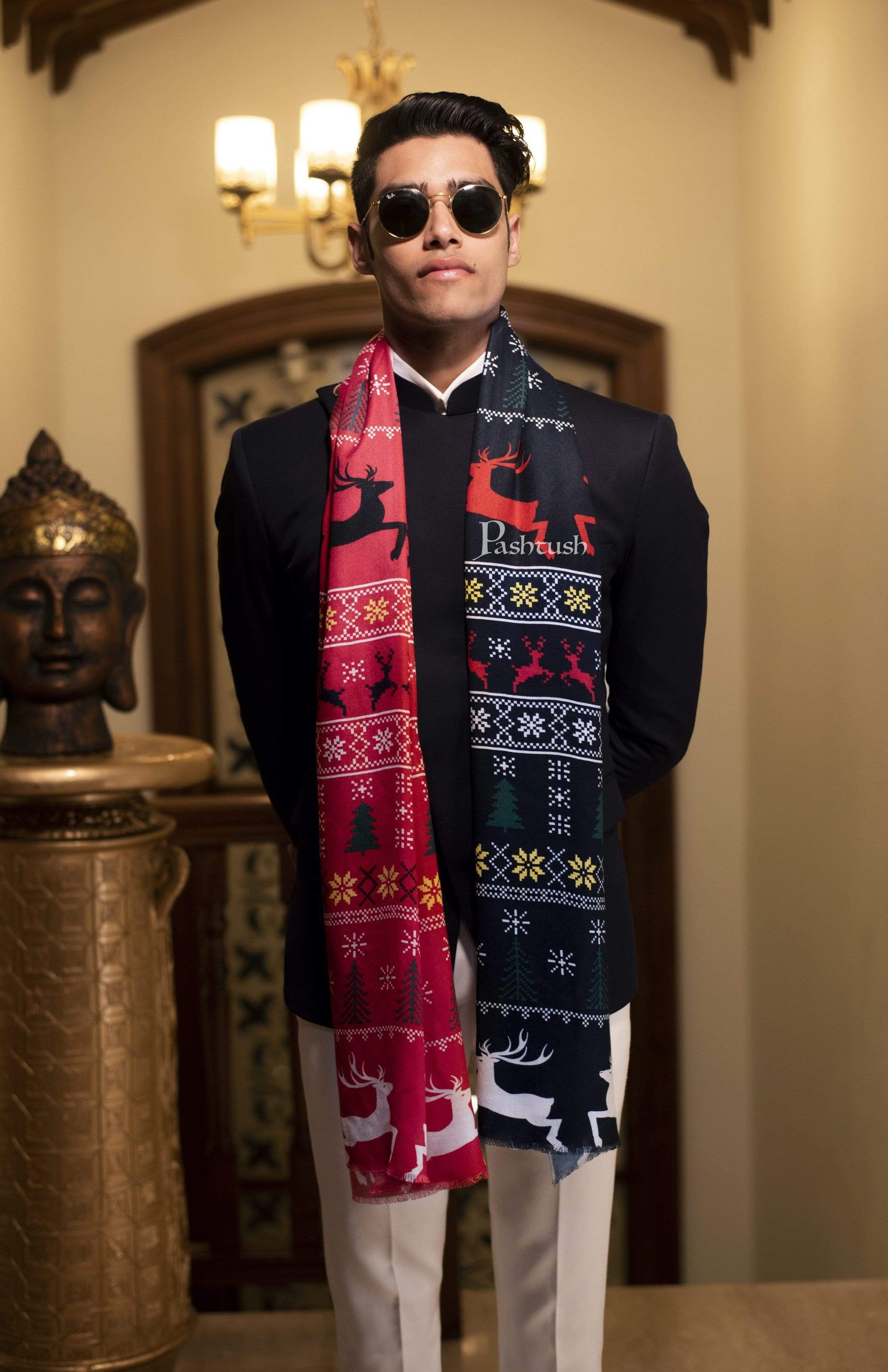 Pashtush India 70x200 Pashtush Mens Extra Soft, Printed Bamboo Scarf