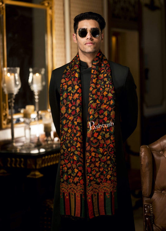 Pashtush India 100x200 Pashtush Mens Extra Fine Soft Kaani Weave Stole, Fine Wool