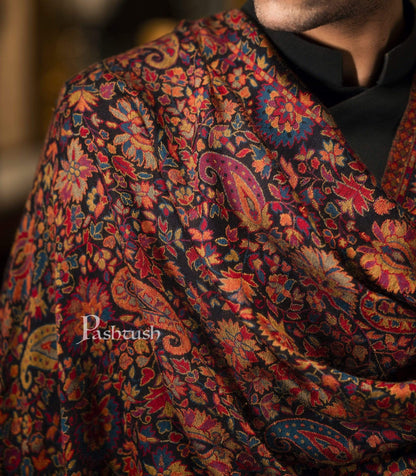 Pashtush India 100x200 Pashtush Mens Extra Soft Wool, Kaani Weave Stole, Fine Wool