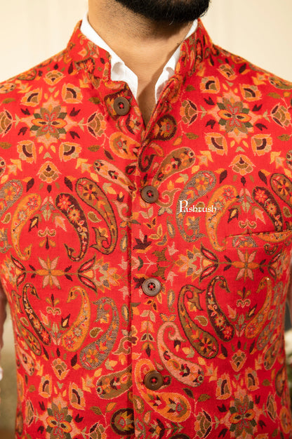 Pashtush India Coats & Jackets Pashtush Mens Faux Pashmina Jacket, Antique Design, Multicolour
