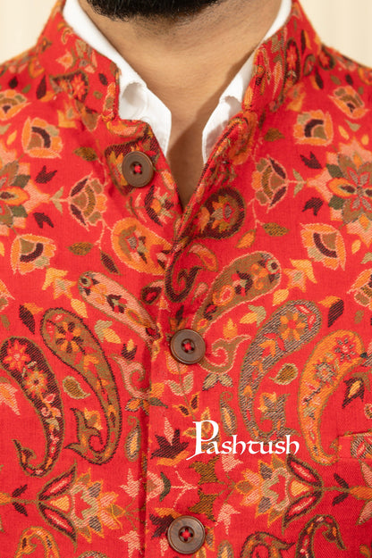 Pashtush India Coats & Jackets Pashtush Mens Faux Pashmina Jacket, Antique Design, Multicolour
