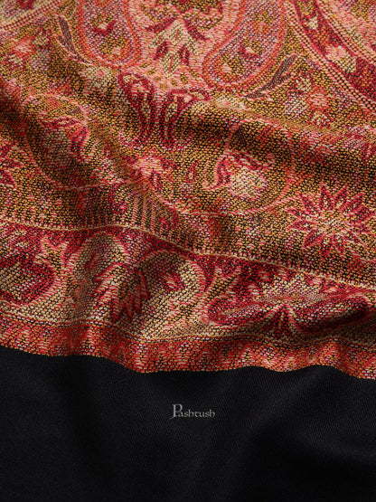 Pashtush India Mens Scarves Stoles and Mufflers Pashtush mens Faux Pashmina Reversible stole, jacquard palla design, Black