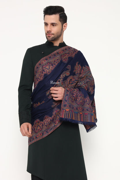Pashtush India Mens Scarves Stoles and Mufflers Pashtush Mens Faux Pashmina Stole, Ambi Design, Blue