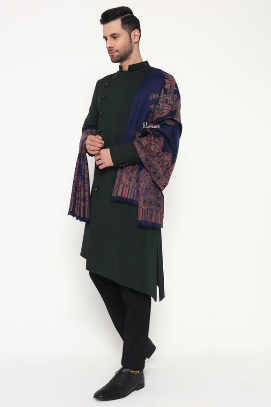 Pashtush India Mens Scarves Stoles and Mufflers Pashtush Mens Faux Pashmina Stole, Ambi Design, Blue