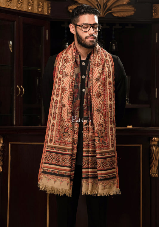 Pashtush India Mens Scarves Stoles and Mufflers Pashtush mens faux pashmina stole, aztec jamawar design