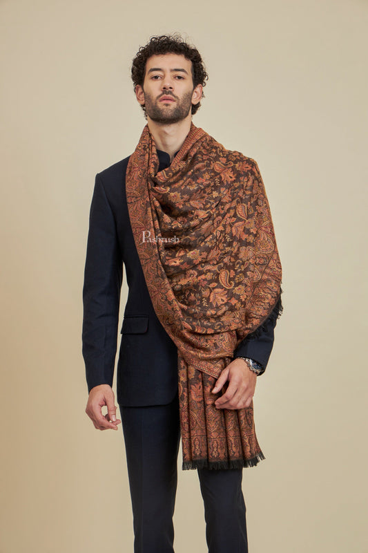 Pashtush India Mens Scarves Stoles and Mufflers Pashtush Mens Faux Pashmina Stole,  Design, Black