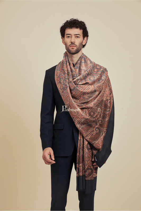 Pashtush India Womens Stoles and Scarves Scarf Pashtush Mens Faux Pashmina Stole,  Design, Black