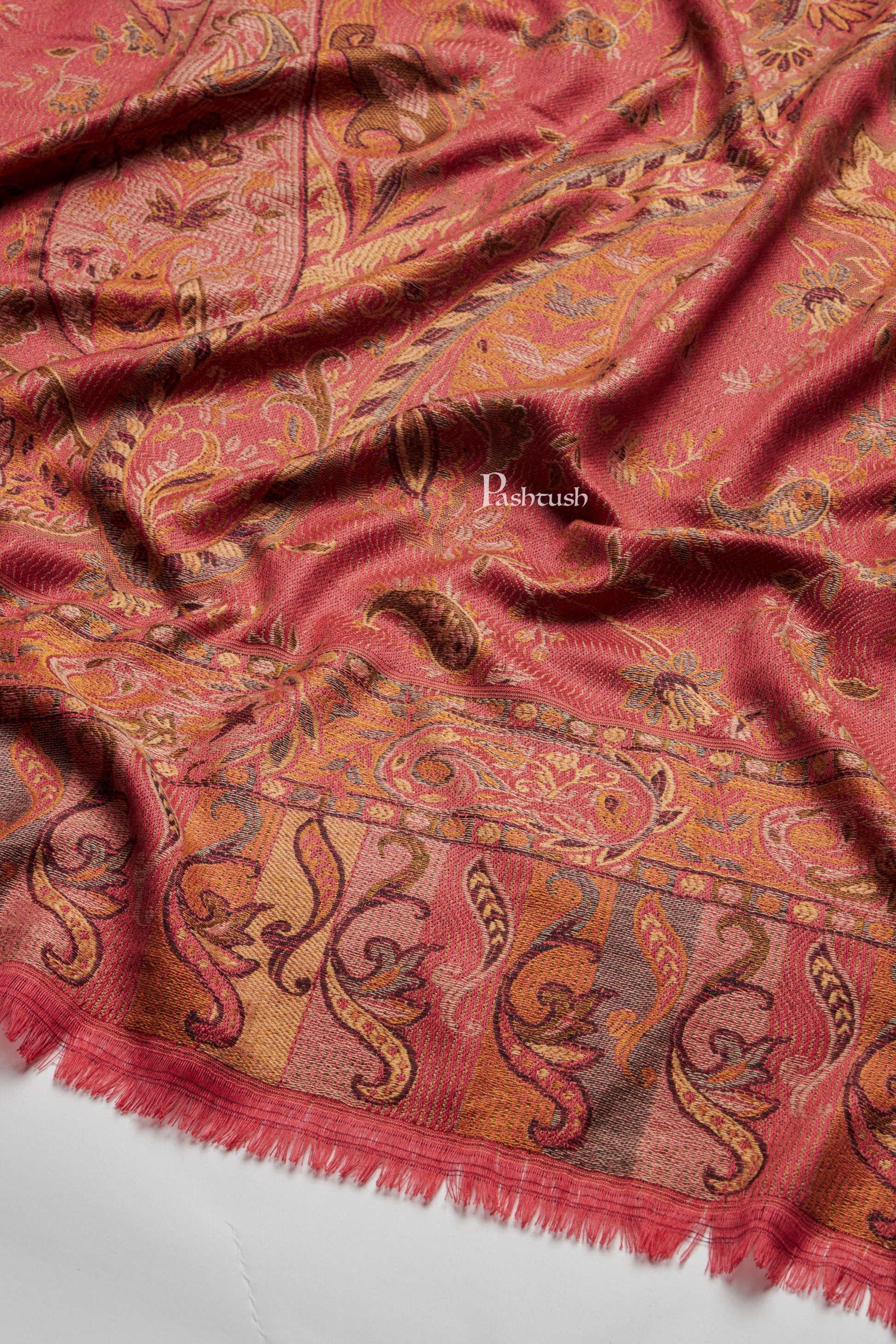 Pashtush India Mens Scarves Stoles and Mufflers Pashtush Mens Faux Pashmina Stole,  Design, Rose