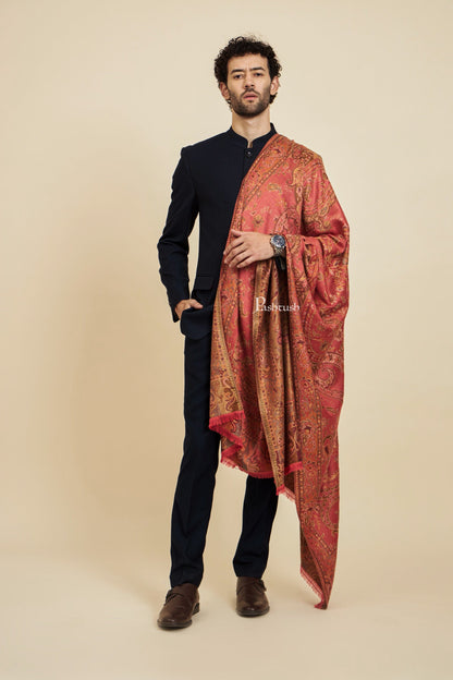 Pashtush India Mens Scarves Stoles and Mufflers Pashtush Mens Faux Pashmina Stole,  Design, Rose