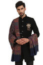 Pashtush India Mens Scarves Stoles and Mufflers Pashtush Mens Faux Pashmina Stole, Jamawar Design, Blue