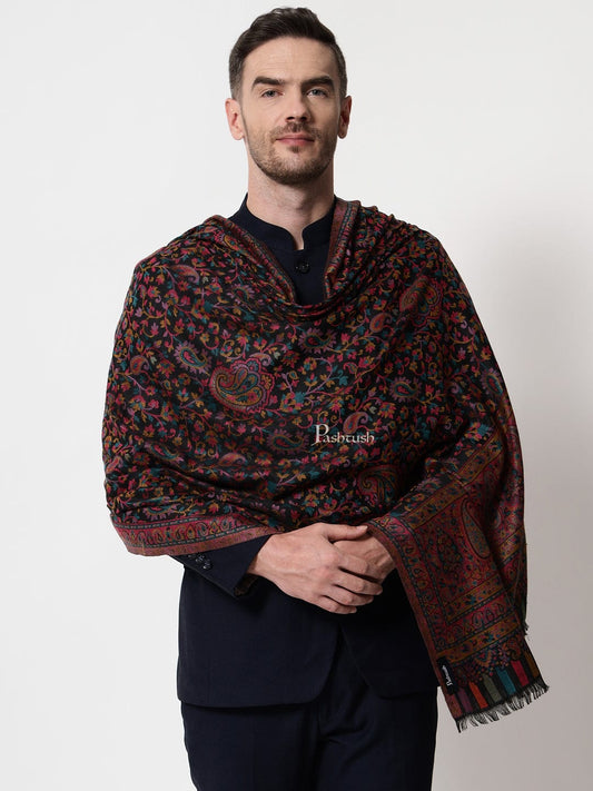 Pashtush India Mens Shawls Gents Shawl Pashtush mens faux pashmina stole, kaani design, Multicolour