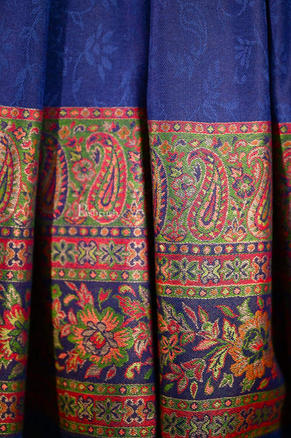 Pashtush India 70x200 Pashtush Mens Fine Bamboo Jacquard Scarf, Reversible, Navy Blue