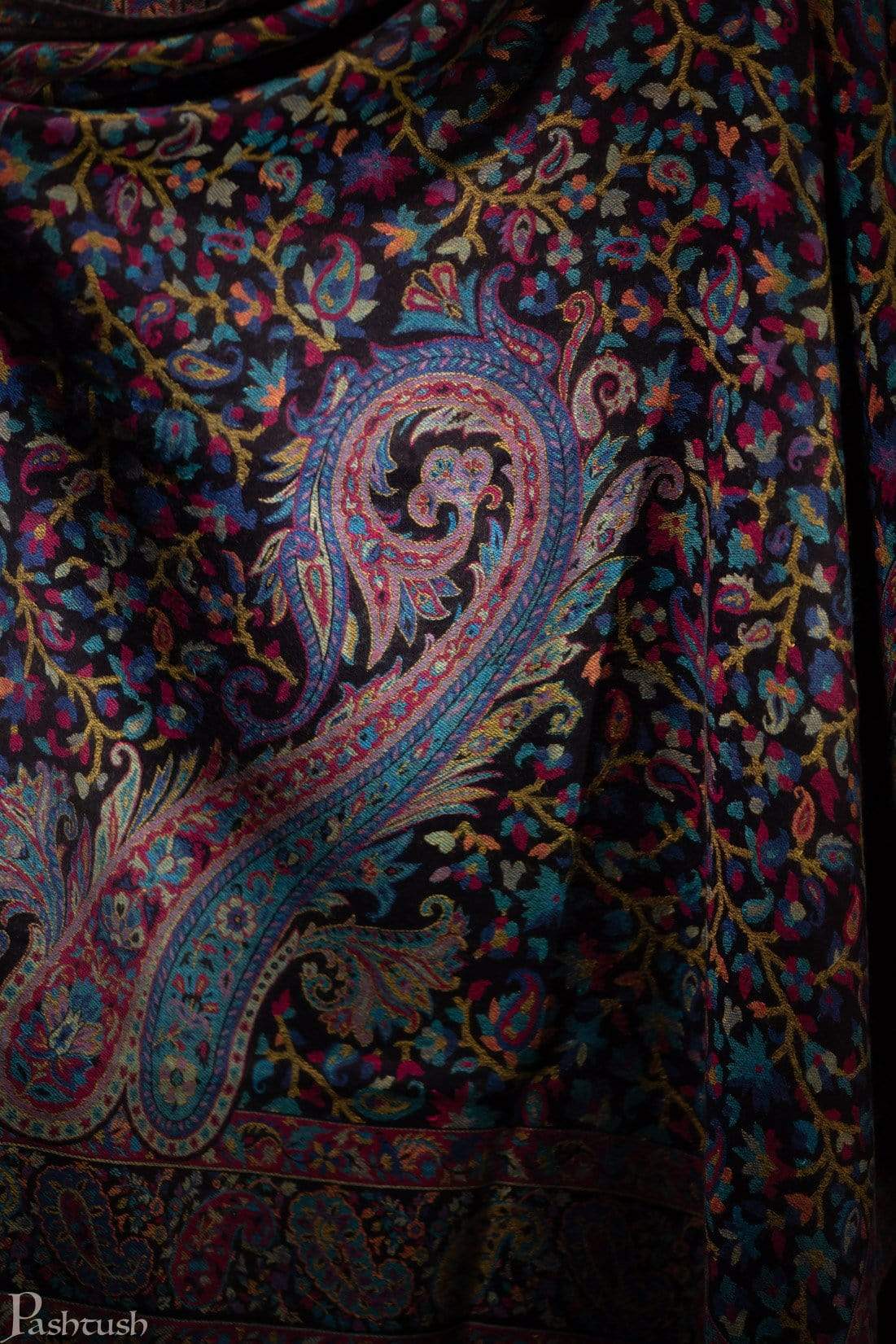 Pashtush Mens Fine Soft Ethnic Stole Multi Blue