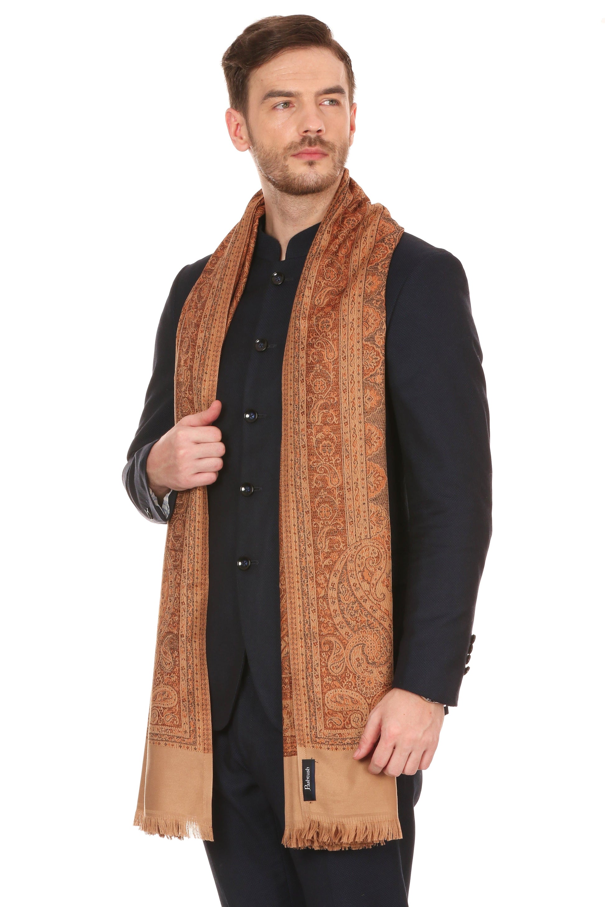 Pashtush India 70x200 Pashtush Mens fine Soft Ethnic Stole