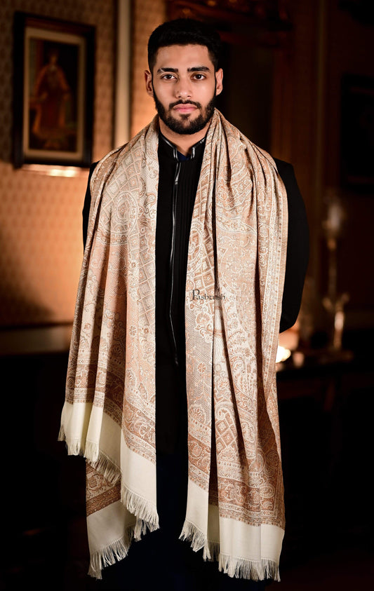 Pashtush India 70x200 Pashtush Mens fine Soft Ethnic Stole Beige
