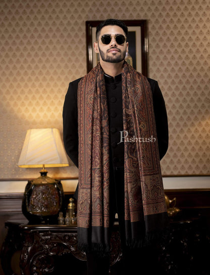 Pashtush India 70x200 Pashtush Mens fine Soft Ethnic Stole, Black