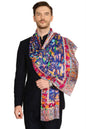 Pashtush India Mens Scarves Stoles and Mufflers Pashtush Mens Fine Soft Ethnic Stole - Blue