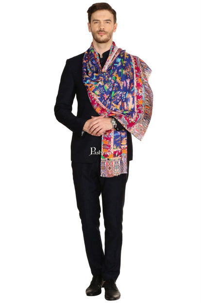 Pashtush India Mens Scarves Stoles and Mufflers Pashtush Mens Fine Soft Ethnic Stole - Blue