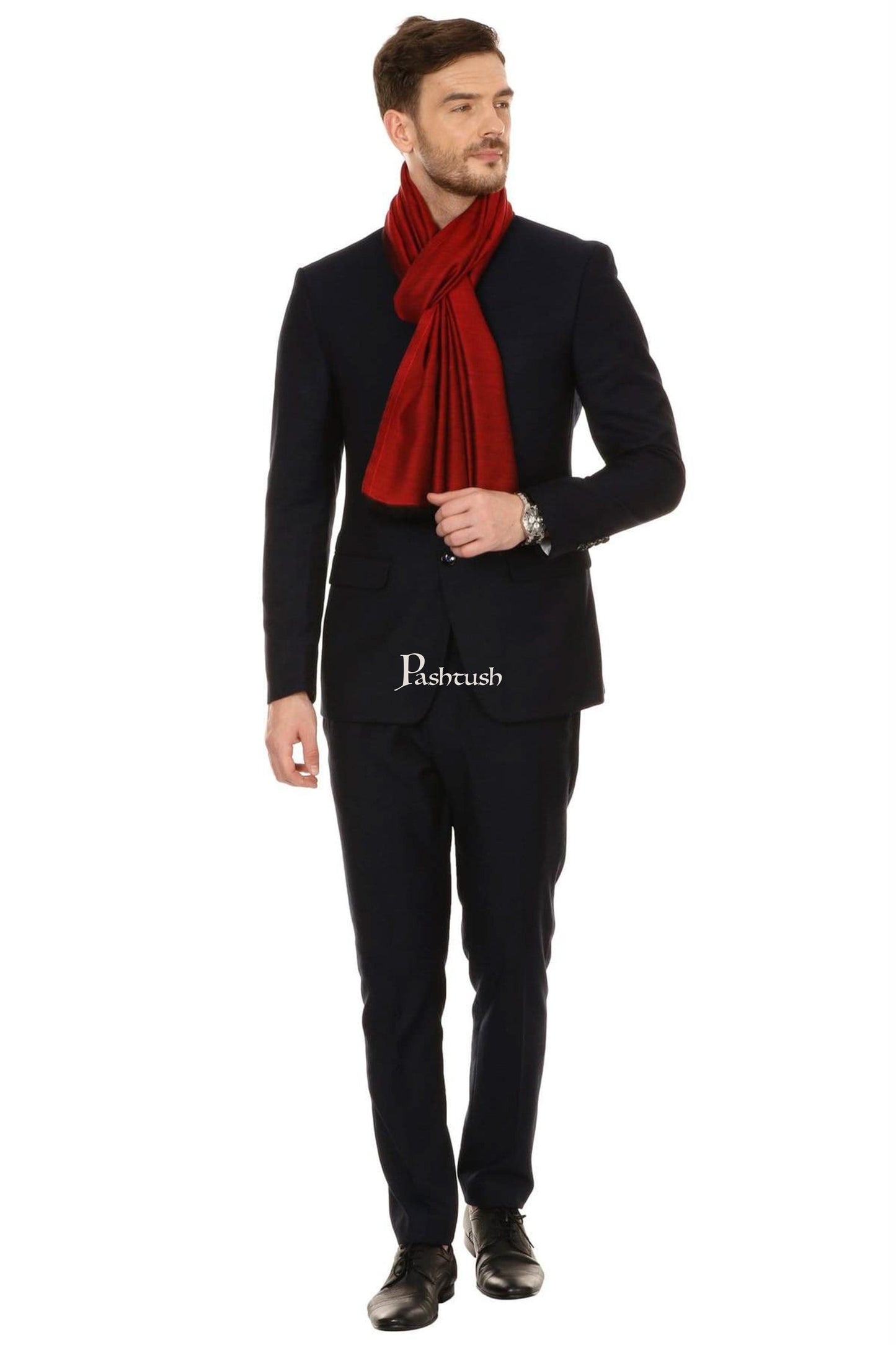 Pashtush India Mens Scarves Stoles and Mufflers Pashtush Mens Fine Soft Ethnic Stole - Maroon