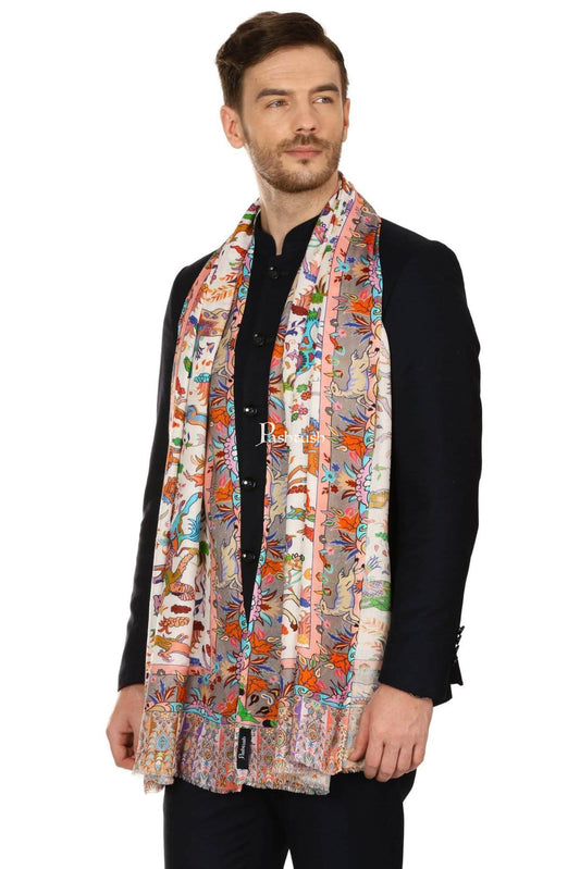 Pashtush India Mens Scarves Stoles and Mufflers Pashtush Mens Fine Soft Ethnic Stole - Multi Color