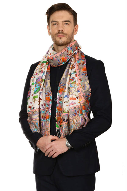 Pashtush India Mens Scarves Stoles and Mufflers Pashtush Mens Fine Soft Ethnic Stole - Multi Color