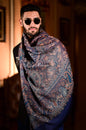 Pashtush India 70x200 Pashtush Mens fine Soft Ethnic Stole Navy Blue