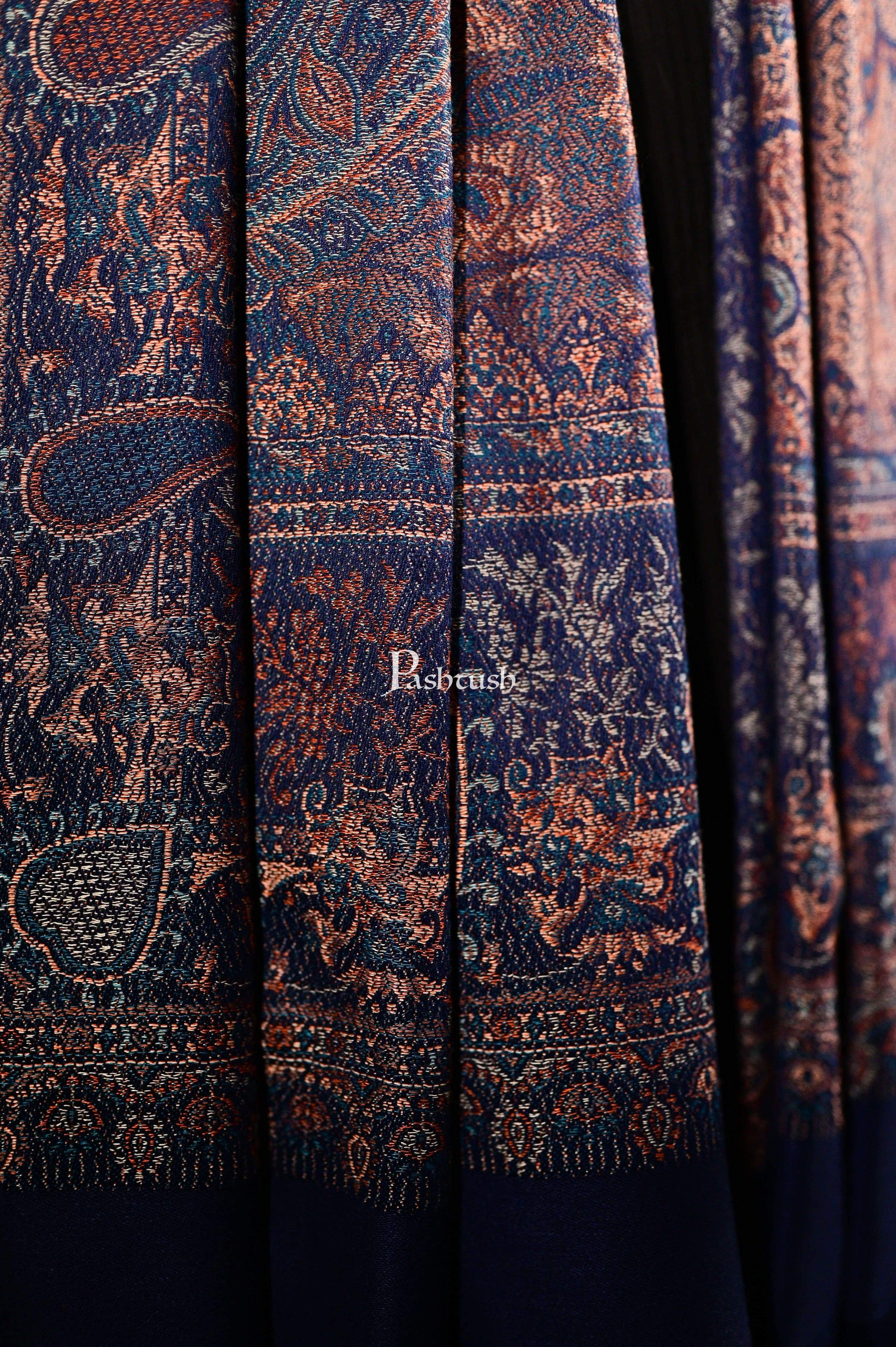 Pashtush India 70x200 Pashtush Mens fine Soft Ethnic Stole Navy Blue